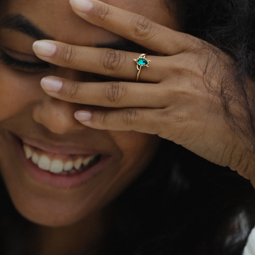 Paul Hewitt Turtle Ring Aquamarine Gold Super Rabatt