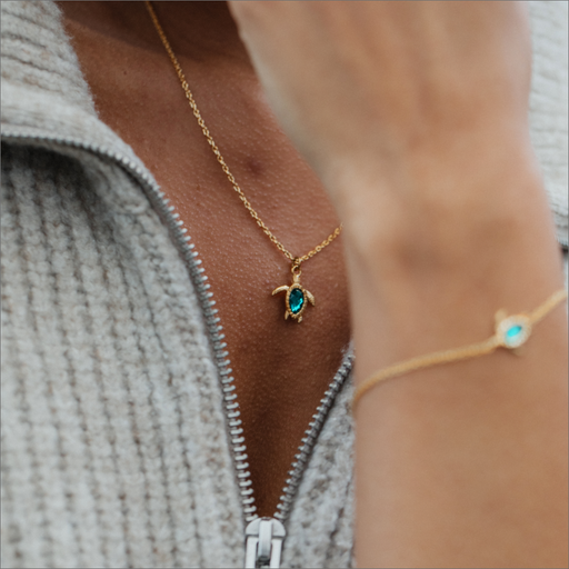 Paul Hewitt Turtle Mono Halskette Aquamarine Gold 50% Rabatt mit kostenlosem Versand