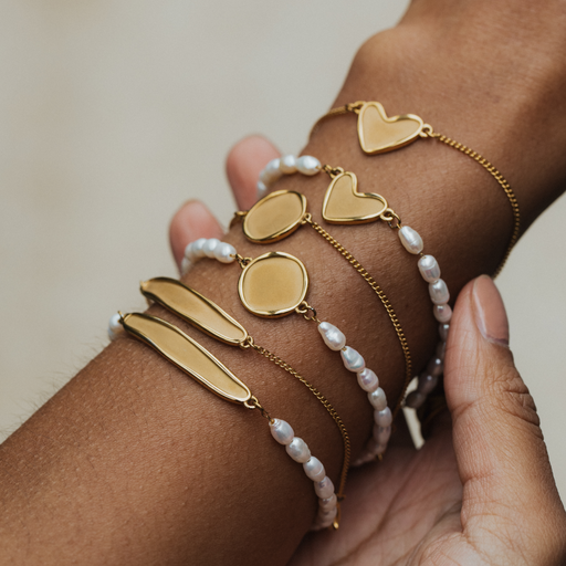 Paul Hewitt Engravable Heart Pearl Armkette Gold Blitzverkäufe