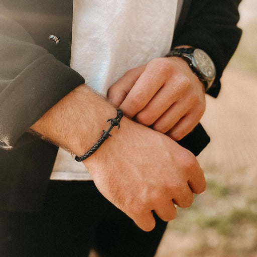 Paul Hewitt Ankerarmband Phrep Lite Schwarz Leder Schwarz Vatertagsangebot