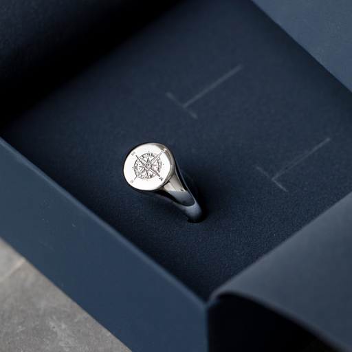 Paul Hewitt Men's Signet Ring Windrose Silber Riesige Ersparnisse