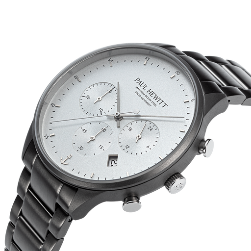 Paul Hewitt Chrono Uhr Gun Metal Weiß Bis zu 50% Rabatt