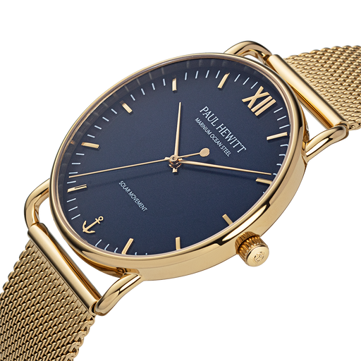 Paul Hewitt Sailor 39 mm Uhr Gold Blau Sonderangebot der Fabrik