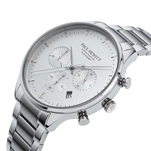 Paul Hewitt Chrono Uhr Silber Weiß Riesige Rabatte