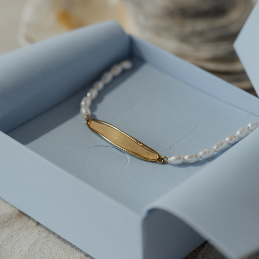 Paul Hewitt Engravable Plate Pearl Armkette Gold Angebote