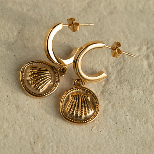 Paul Hewitt Scallop Coin Ohrring Gold VIP-Rabatte