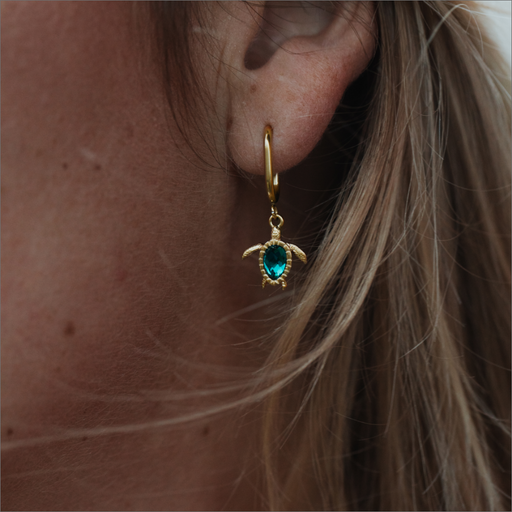 Paul Hewitt Turtle Hoops Ohrring Aquamarine Gold Neueste Stile