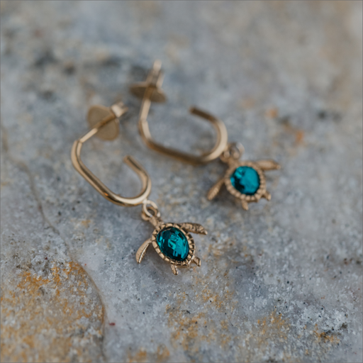 Paul Hewitt Turtle Hoops Ohrring Aquamarine Gold Neueste Stile