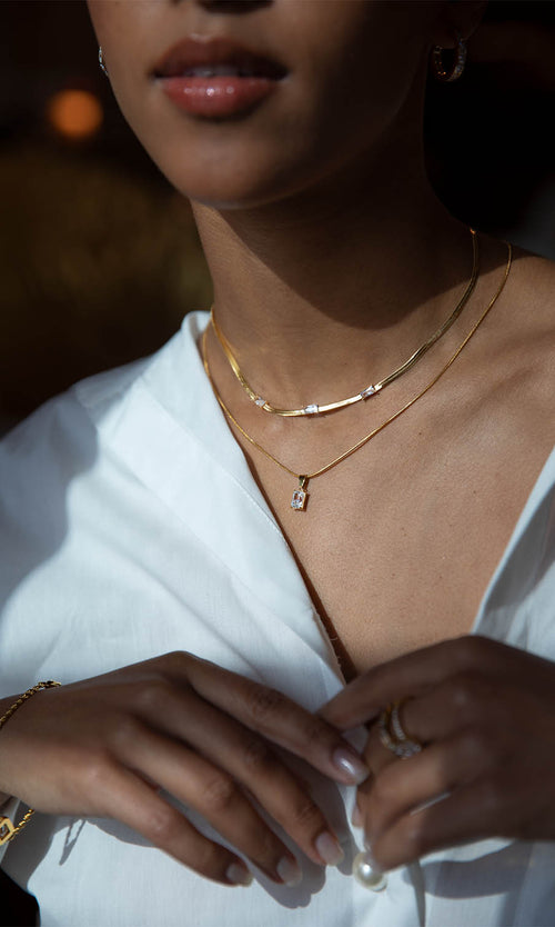 Paul Valentine Baguette Stone Necklace Nur für heute