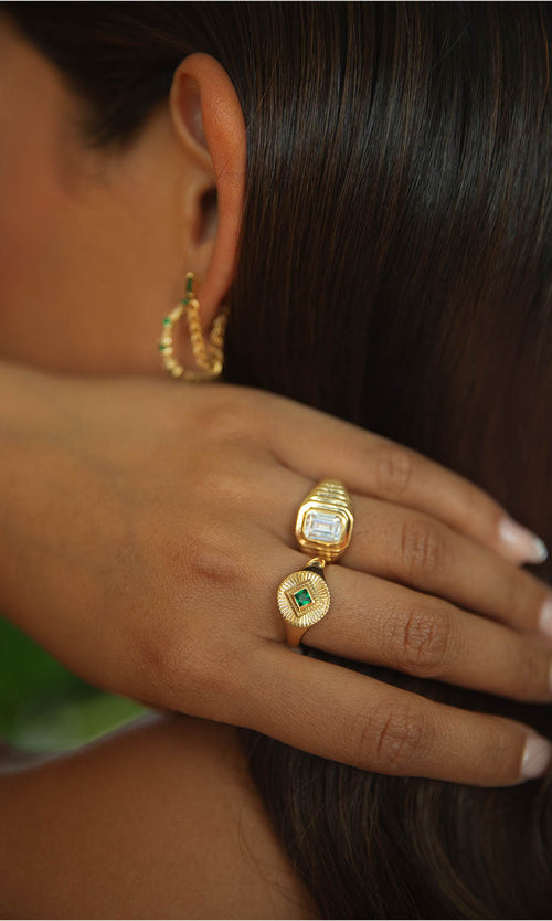 Paul Valentine Emerald Ring White Schlussverkauf