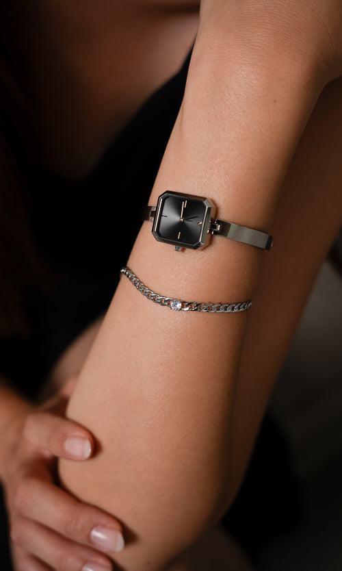Paul Valentine Ethereal Watch & Curb Bracelet Set Silver Begrenzt auf 3 Tage