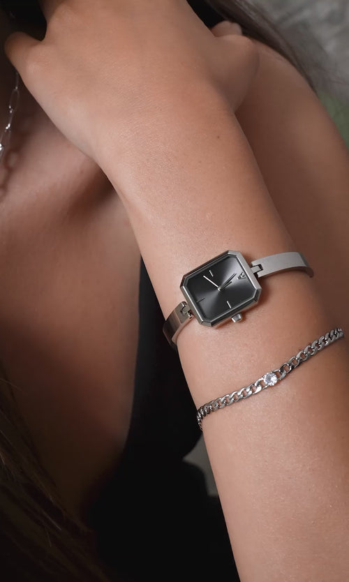 Paul Valentine Ethereal Watch & Curb Bracelet Set Silver Begrenzt auf 3 Tage