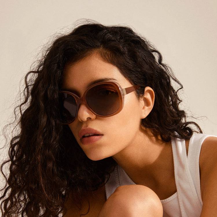 Pilgrim PARKER Retro-Oversized-Sonnenbrille, Hellbraun Exklusive Angebote