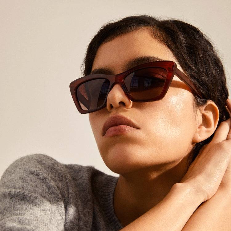 Pilgrim DAKOTA eckige Cat-Eye-Sonnenbrille braun Neuheiten