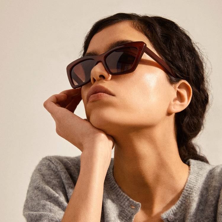 Pilgrim DAKOTA eckige Cat-Eye-Sonnenbrille braun Neuheiten