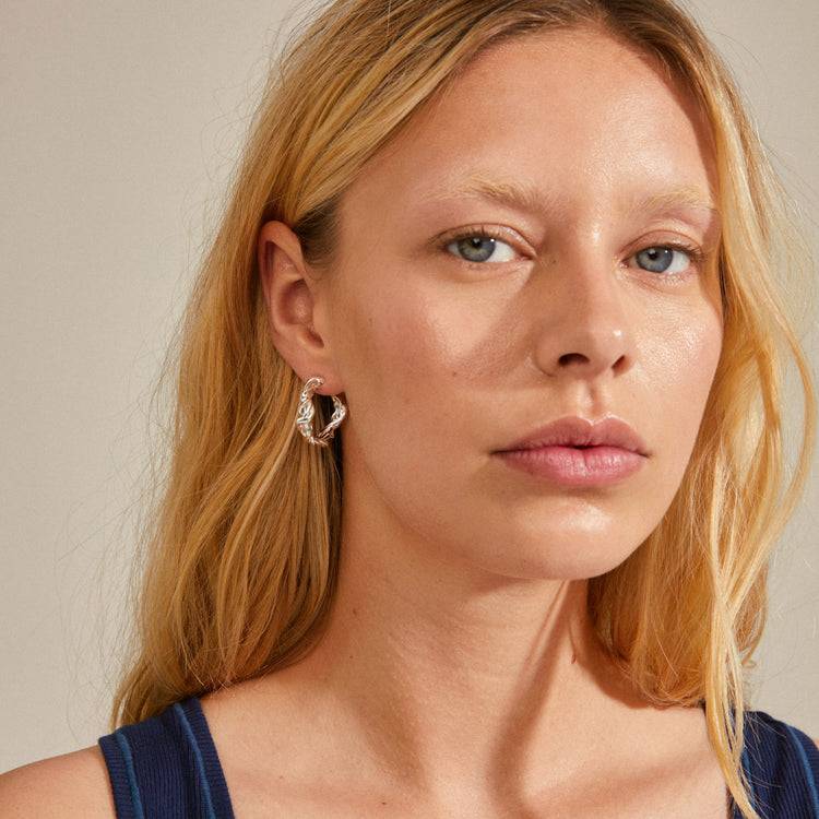 Pilgrim SUN recycelte, gedrehte Hoops versilbert Kostenloser Versand international