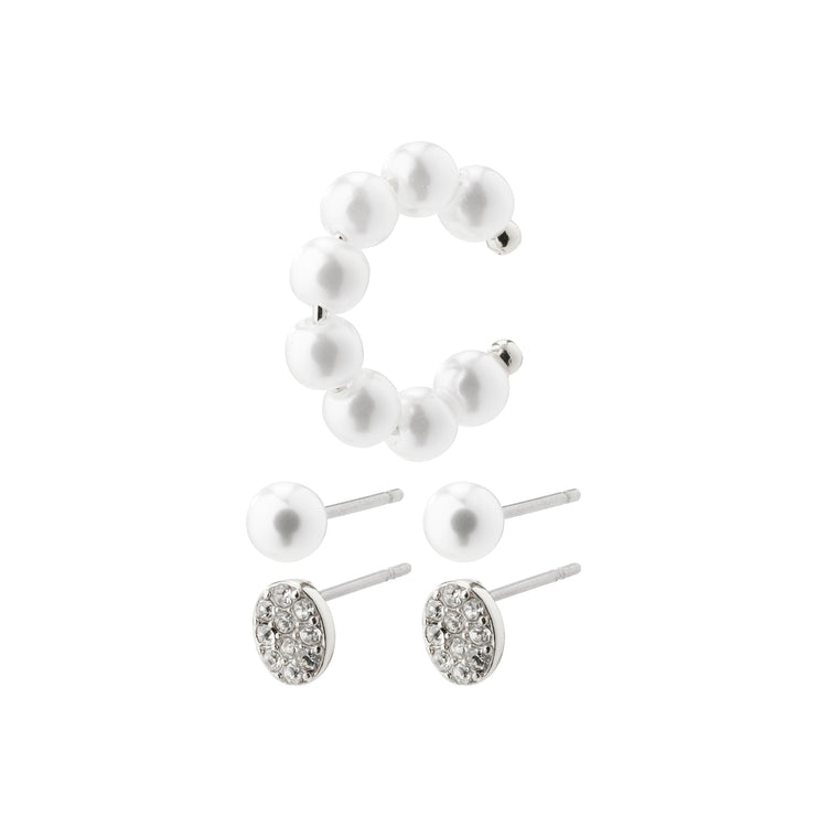 Pilgrim BEAT Ohrringe und Cuff, 3-in-1-Set, versilbert Im Verkauf