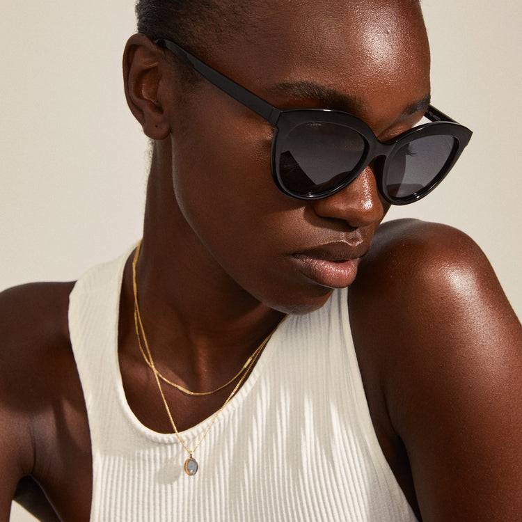 Pilgrim MARLENE recycelte Cat-Eye-Sonnenbrille schwarz Tiefpreis