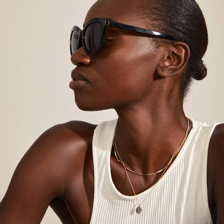 Pilgrim MARLENE recycelte Cat-Eye-Sonnenbrille schwarz Tiefpreis