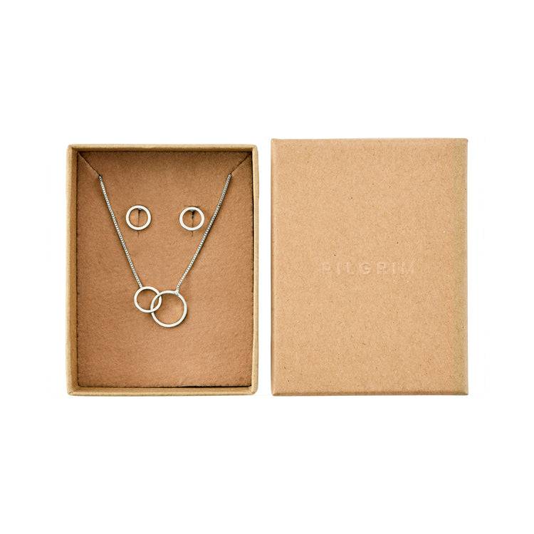 Pilgrim Viviane recyceltes Set, Halskette & Ohrstecker, versilbert Super Rabatt