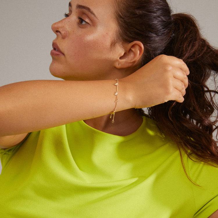 Pilgrim QUINN recyceltes Kristall-Armband mit Charm, vergoldet Wochenangebot
