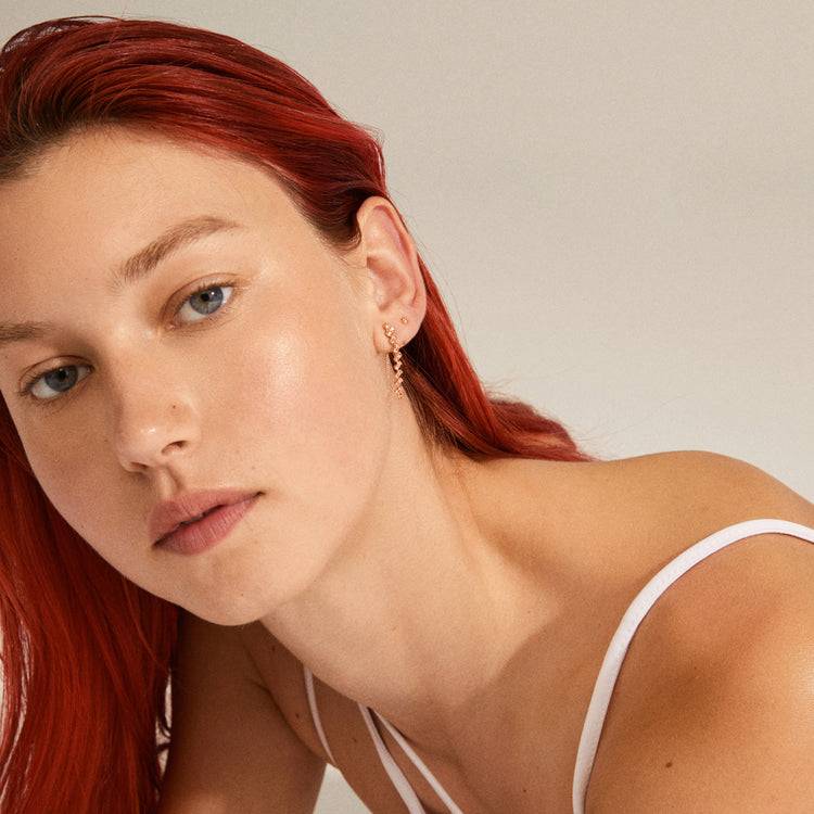 Pilgrim JOLENE recycelte Kettenohrringe 2-in-1, mit Roségold platt Günstiger Verkauf