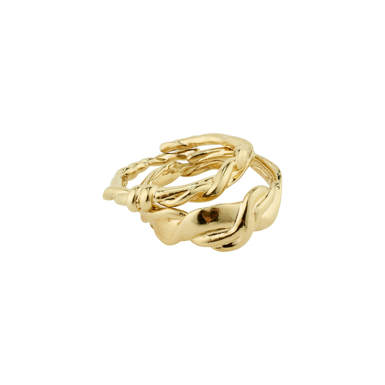 Pilgrim SUN recycelte Ringe, 2-in-1-Set, vergoldet