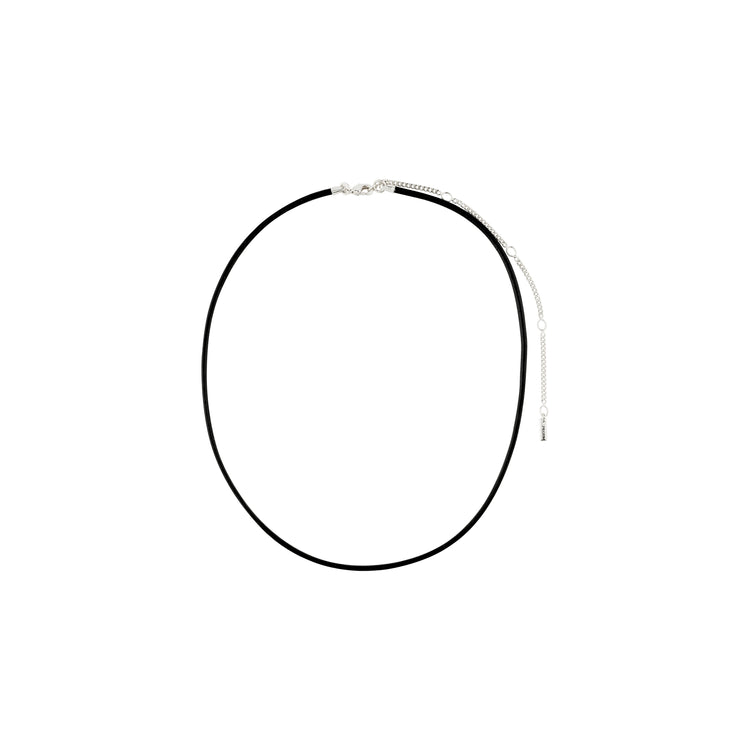 Pilgrim CHARM Lederband-Halskette, schwarz/versilbert zollfrei