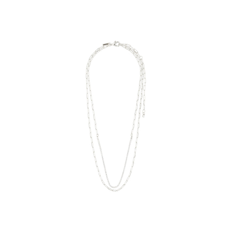 Pilgrim ROWAN recycelte Halskette, 2-in-1, versilbert Letzte 3 Tage