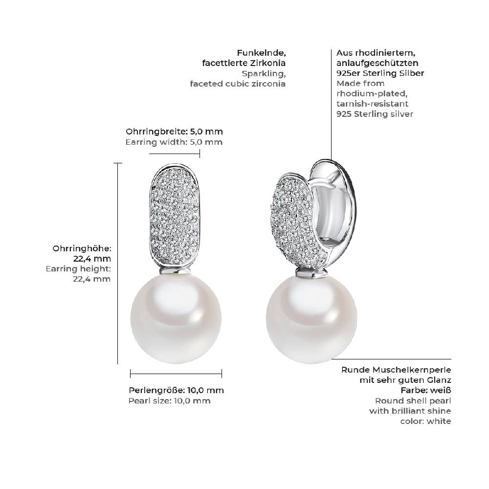 Rafaela Donata Ohrhänger Sterling Silber Südsee-Muschelkernperle weiß Zirkonia weiß Weihnachtsangebot