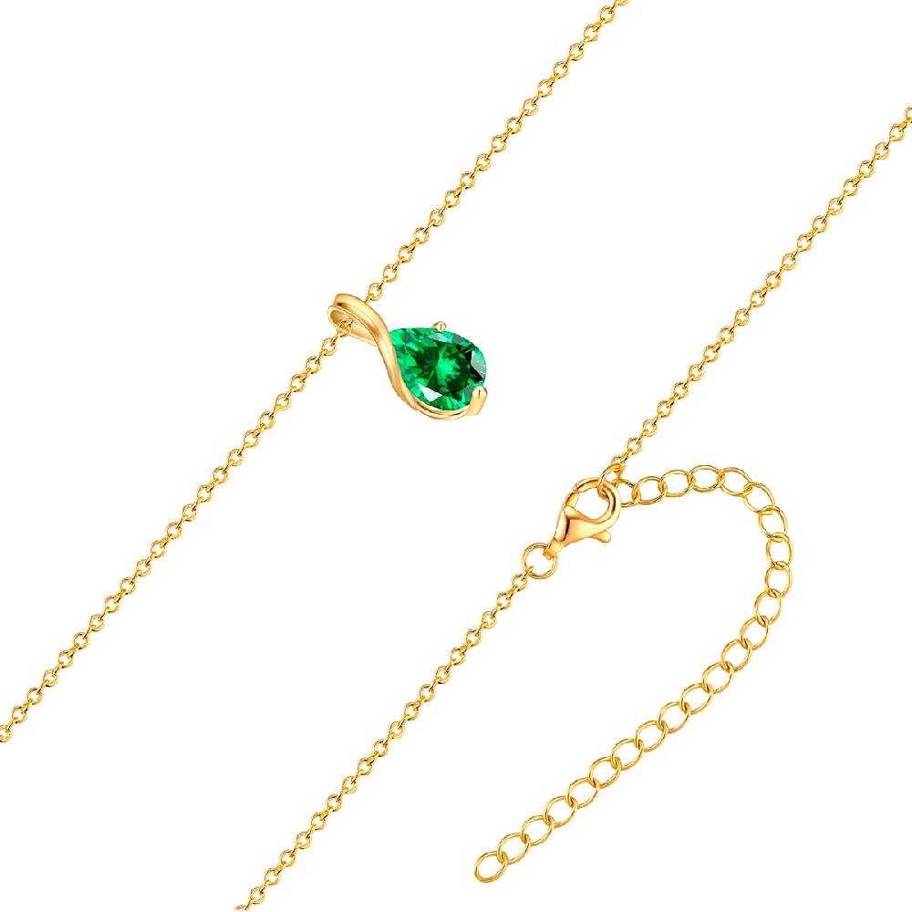 Rafaela Donata Kette mit Anhänger Sterling Silber gelbgold Zirkonia grün Valentinstagsangebot