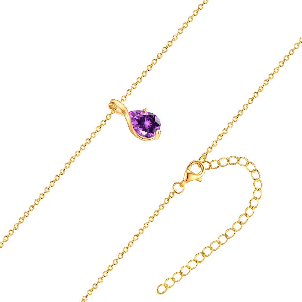 Rafaela Donata Kette mit Anhänger Sterling Silber gelbgold Zirkonia violett Neueste Mode