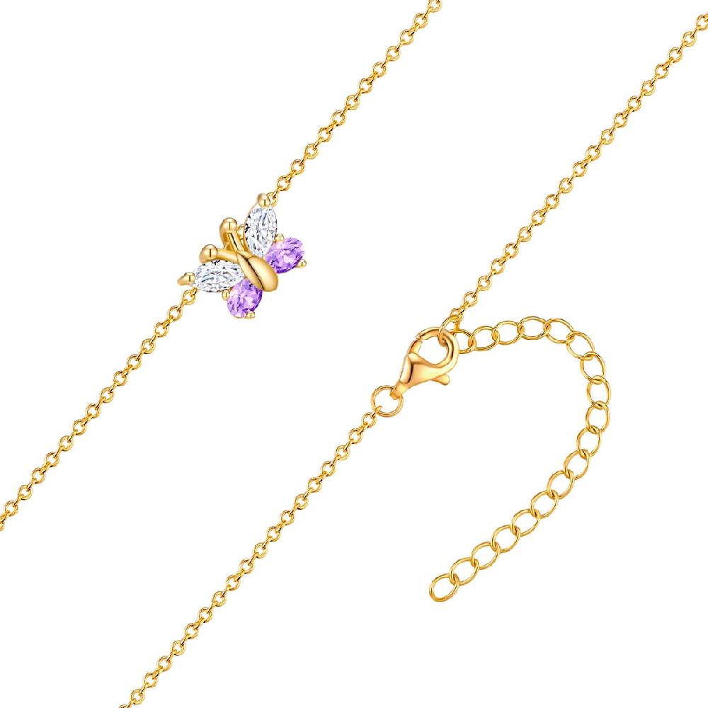 Rafaela Donata Kett mit Anhänger Sterling Silber gelbgold Zirkonia weiß violett Tägliche Deals