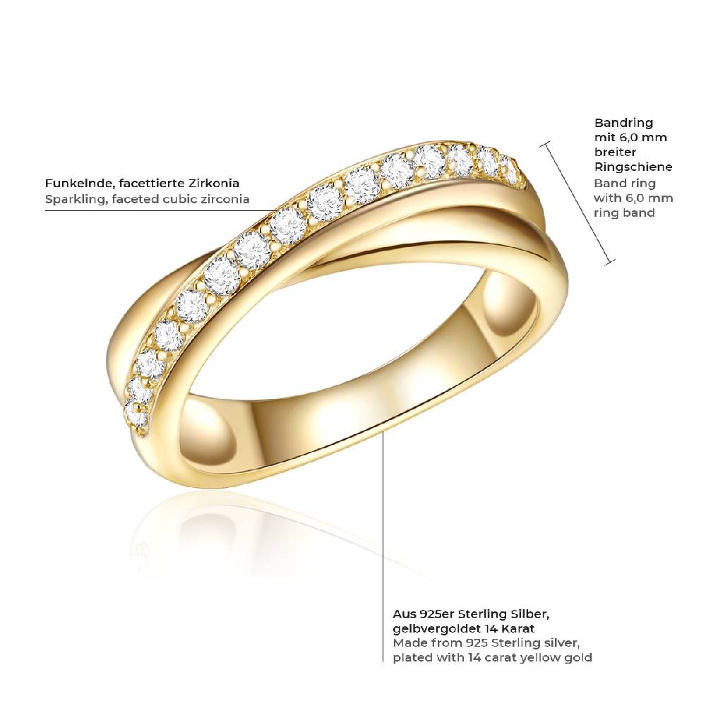 Rafaela Donata Ring Sterling Silber gelbgold Zirkonia weiß Schlussverkauf