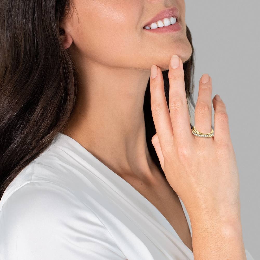 Rafaela Donata Ring Sterling Silber gelbgold Zirkonia weiß Schlussverkauf