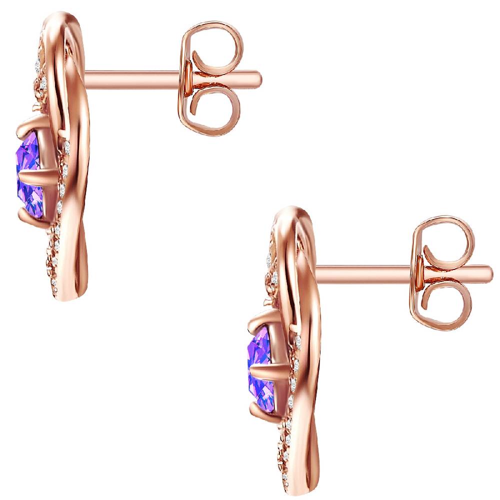 Rafaela Donata Ohrstecker Sterling Silber roségold verziert mit Kristallen von Swarovski® violet Zirkonia weiß Blitzangebot