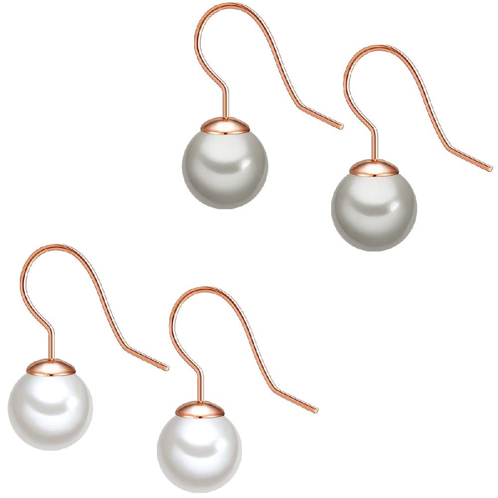 Rafaela Donata 2er Set Perlenohrhänger Sterling Silber roségold Muschelkernperle weiß silbergrau Bestseller