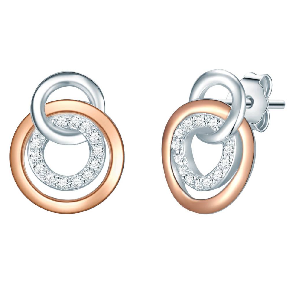 Rafaela Donata Ohrstecker Sterling Silber bi-Color Zirkonia weiß Räumungsverkauf