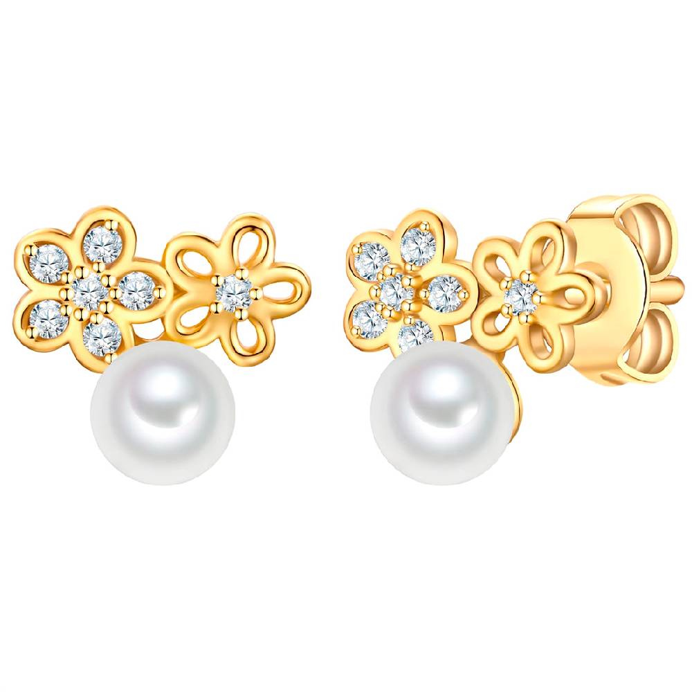 Rafaela Donata Ohrstecker Sterling Silber gelbgold Perle (synth.) weiß Zeitbegrenzte Promotion