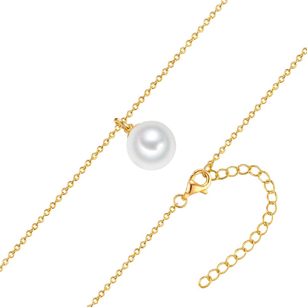 Rafaela Donata Kette mit Anhänger Sterling Silber gelbgold Muschelkernperle weiß Fabrikladen
