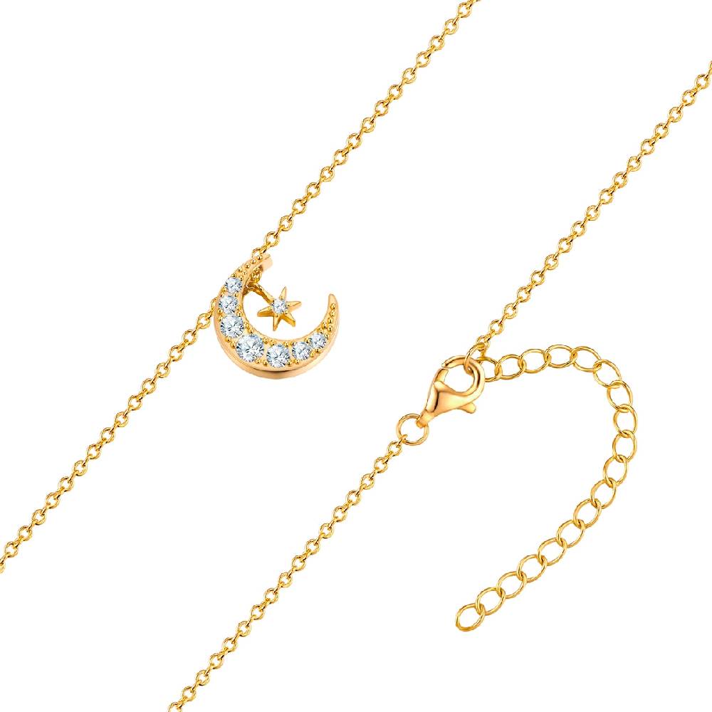 Rafaela Donata Kette mit Anhänger Sterling Silber gelbgold Zirkonia weiß Black Friday Preise