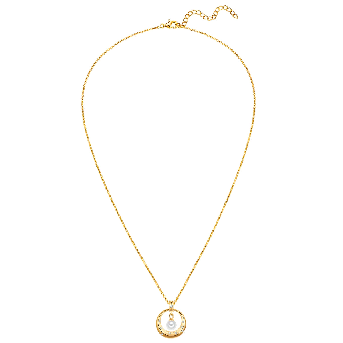 Rafaela Donata Kette mit Anhänger Sterling Silber gelbgold Muschelkernperle weiß Zirkonia weiß Günstig kaufen
