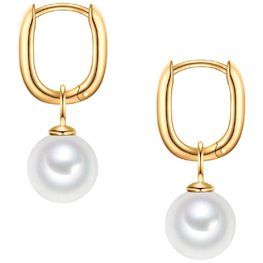 Rafaela Donata Creolen Sterling Silber gelbgold Zirkonia weiß Muschelkernperle weiß Riesige Ersparnisse