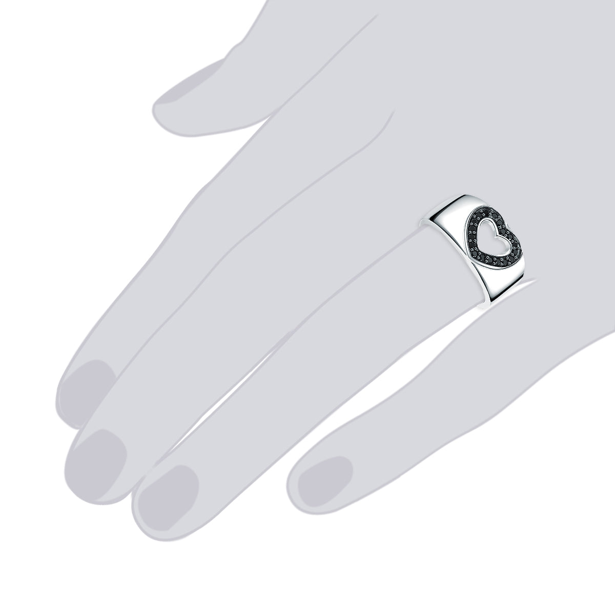 Rafaela Donata Ring Sterling Silber Zirkonia schwarz im Angebot