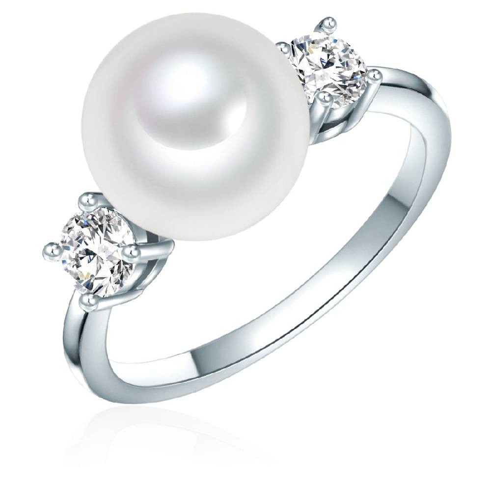 Rafaela Donata Ring Sterling Silber Muschelkernperle weiß Zirkonia weiß Blitzverkäufe