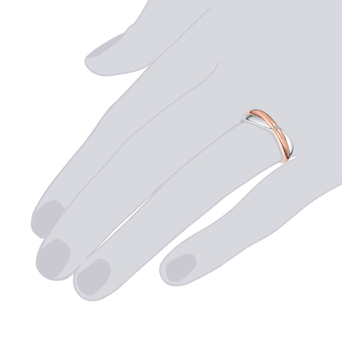 Rafaela Donata Ring Sterling Silber bi-Color Diamant weiß Kostenloser Versand