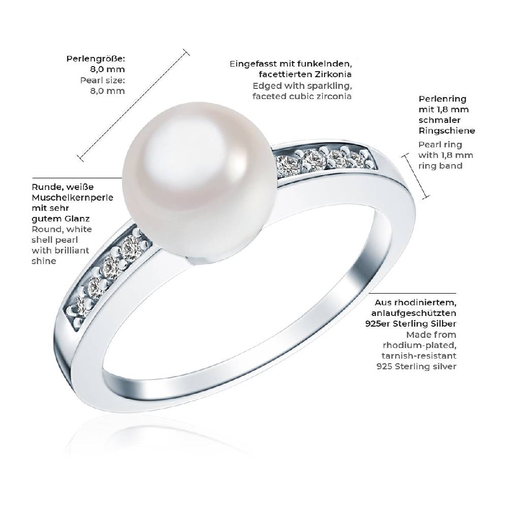 Rafaela Donata Ring Sterling Silber Südsee-Muschelkernperle weiß Zirkonia weiß Black Friday