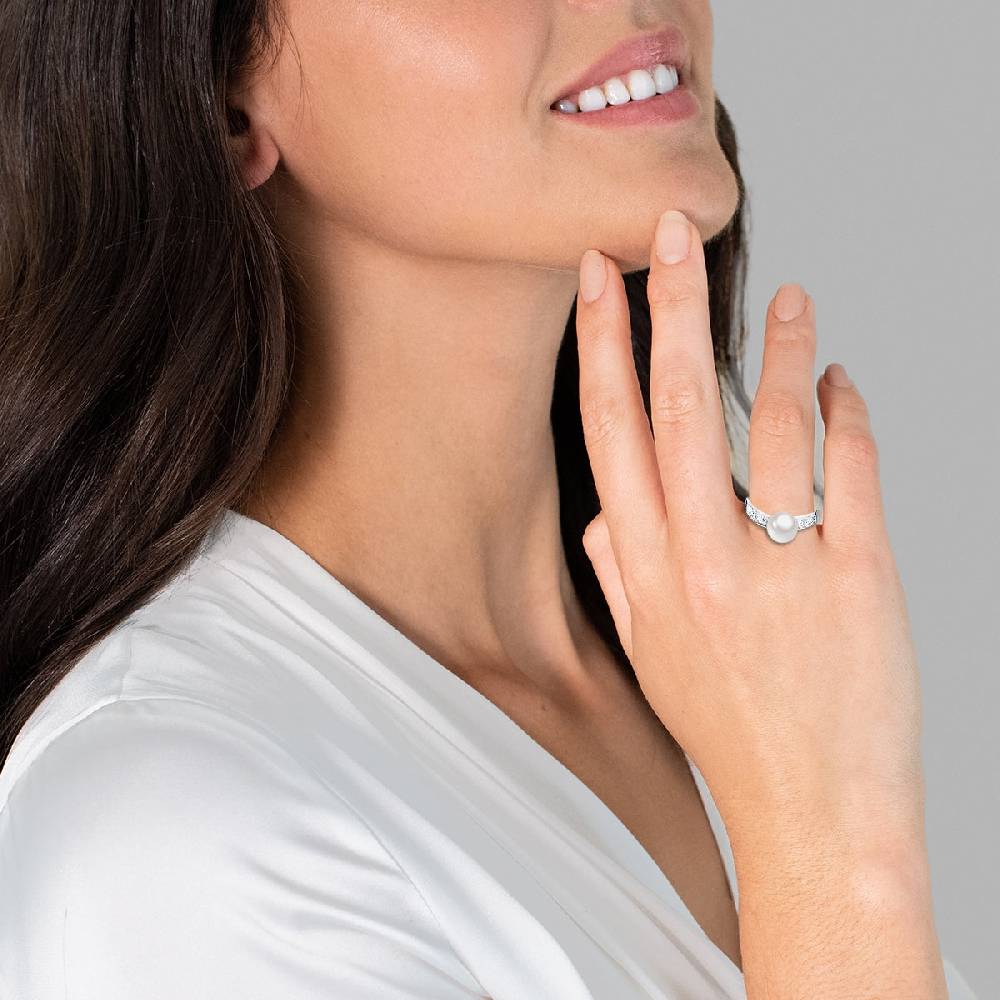 Rafaela Donata Ring Sterling Silber Südsee-Muschelkernperle weiß Zirkonia weiß Black Friday