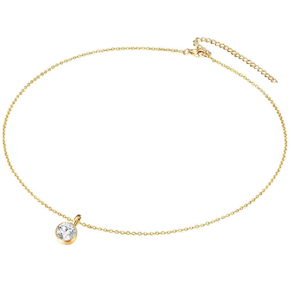 Rafaela Donata Set (Kette+Ohrstecker) Sterling Silber gelbgold verziert mit Kristallen von Swarovski® weiß Tägliche Deals