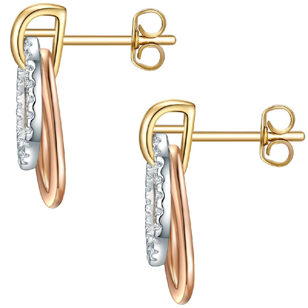 Rafaela Donata Ohrstecker Sterling Silber tri-Color Zirkonia weiß Kostenlose Rückgabe